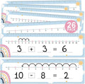 26 Pack Boho Number Line Dry Erase Boards Cards, 14"x4", Double-Sided, Math Manipulatives for Kids, Student, Kindergarten Elementary Special Education 1st Grade Classroom Must Haves