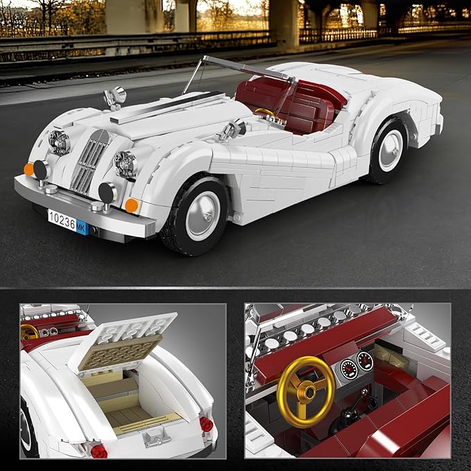 Mould King 10236 Supercar Car Building Set, MOC Sport Car Model Kit, Convertible Classic Racing Building Blocks Set, Home Decoration Gift for Teens Adults(1302 PCS)
