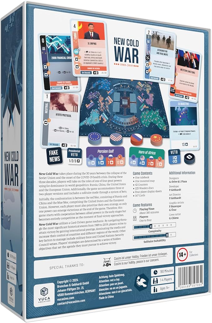 | New Cold War: 1989–2019 | Board Game | Card-Driven Geopolitical Strategy Wargame | 1–4 Players | Solo & Team Modes