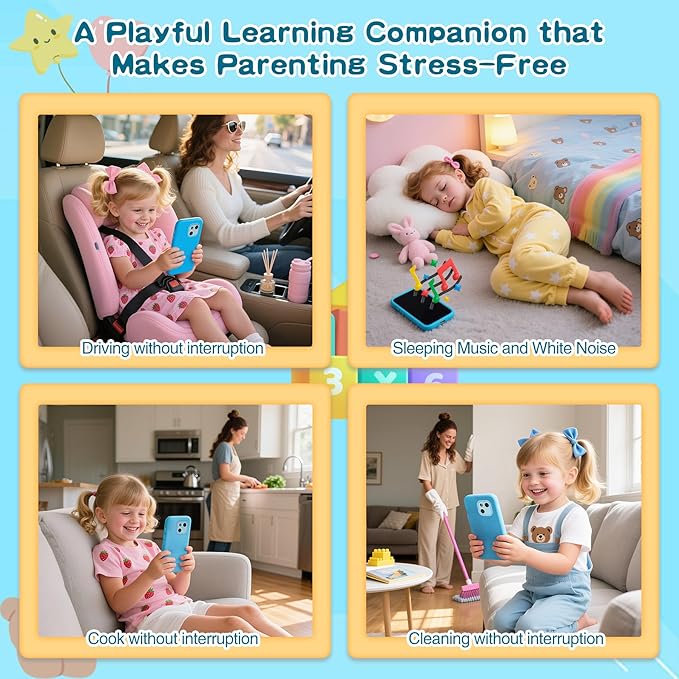 Kids Toy Phones with Dual Camera, Learning Toys Phones Gifts for Kid 3-12 with 200+ Educational Puzzle Games, 4" Touchscreen Rechargeable Blue Child Smartphones with Parental Control
