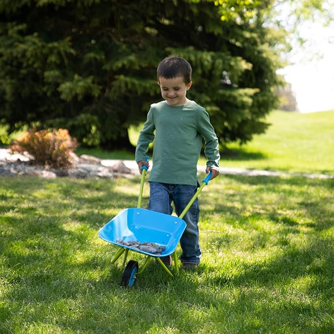 Fat Brain Toys Wheelbarrow Pretend and Play Toy - Kids' Metal Yard Tool, Ages 3+
