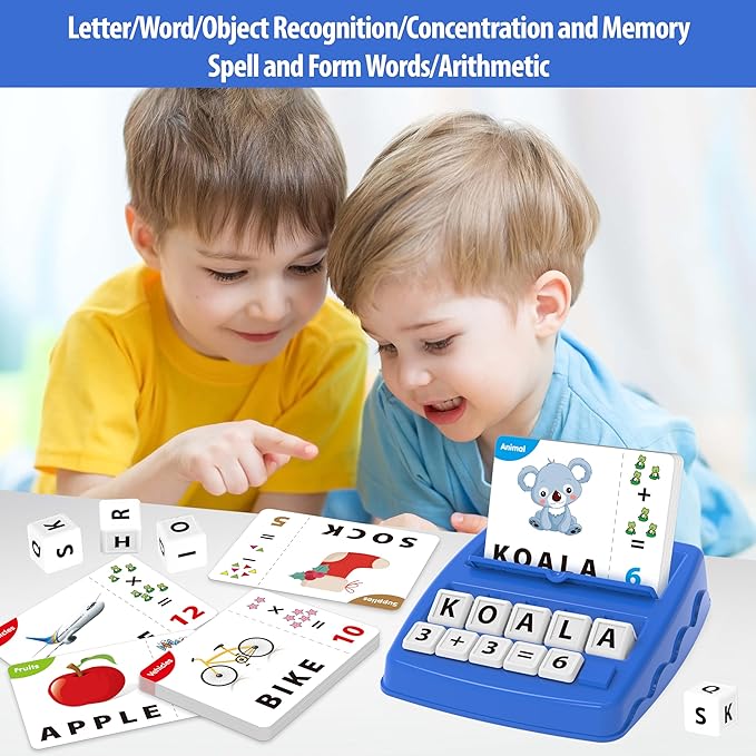 Matching Letter Games,Learning Educational Toys 2 in 1, Numerical Equality Games,Alphabet Spelling Reading Flash Cards,Early Education Gift Toys for 3,4,5,6,7 Year Olds (Navy Blue)