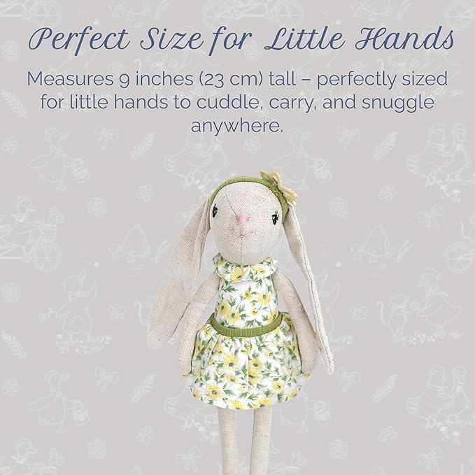 MON AMI Daisy The Bunny Stuffed Doll - 9", Soft & Cuddly Plush Animal Doll, Use as Toy or Room Décor, Great Gift for Kids of All Ages