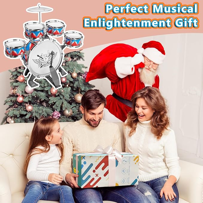 Toddlers Drum Set Kids Jazz Band Rock Kit for 3-5 Years Old Perfect Birthday Xmas Gift - Early Learning Musical Toy Set with Easy Assembly