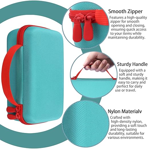 co2CREA Storage Organizer Case for 3D Printing Pen Set, Hard Case Compatible with SCRIB3D P1/Advanced, MYNT3D Super/Advanced, 3Doodler Start+/Flow/PRO and Filament Refill（Green Case +Red Zipper）