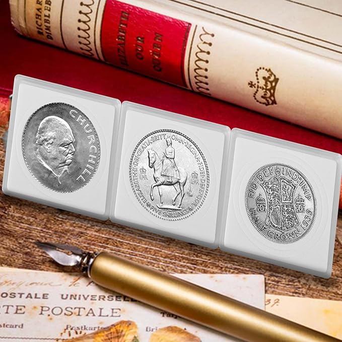 40 Pcs Coin Holders for Collectors, Clear Coin Cases with 5-Size Sponge Gaskets 20/25/30/35/40mm, Plastic Coin Slabs and Coin Protectors for Silver Dollar Collectors Collection Supplies, White