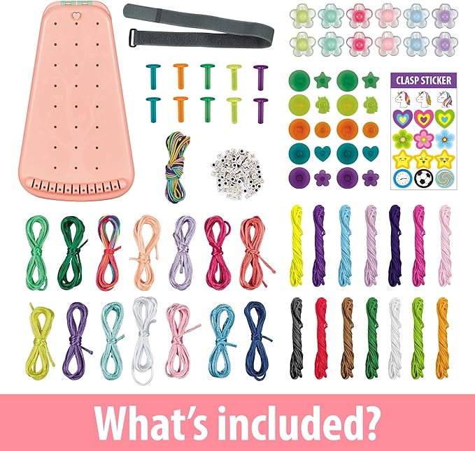 Yolscue Friendship Bracelet Making Kit for Girls,Arts and Crafts for Kids Age 7-12,Best Birthday Gifts Ideas for Ages 7,8,9,10,11,12 Year Old,Kids Bracelet String Toys Set (Pink)