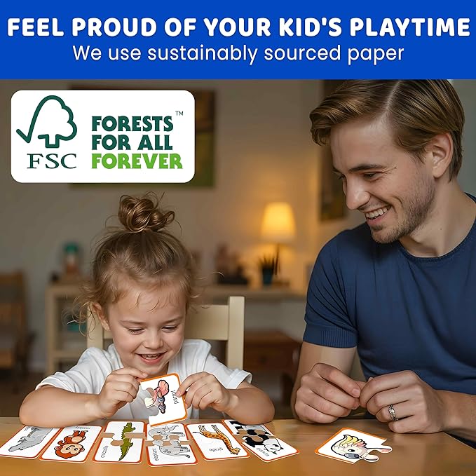 QUOKKA Toddler Puzzles Ages 2-4 – 100% Self-Correcting 16 Matching Pairs of Wild Animals – Educational Toddler Puzzles Ages 1-3 with 32 Pieces - Memory Matching Games for 3-5 Years Old Boys and Girls