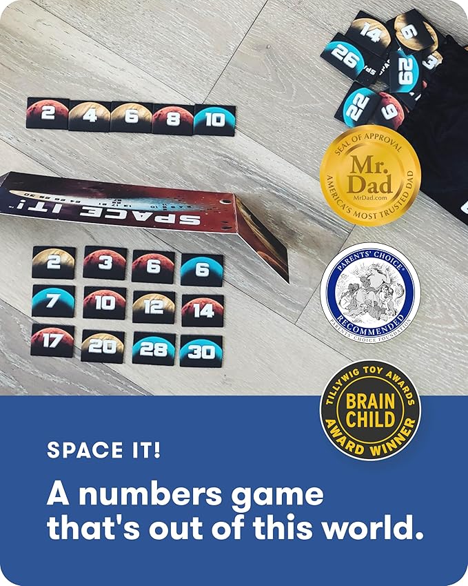 SimplyFun Space It! - Educational Kids’ Game - Math Game for Kids Focused on Skip Sequencing - 2-5 Players, Ages 8 & Up