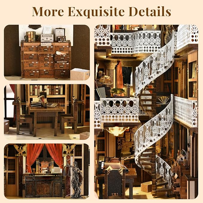 Book Nook Kit, DIY Booknook Miniature House Tiny House 3D Wooden Puzzle Dollhouse Kit for Adults and Teens (Law Library)