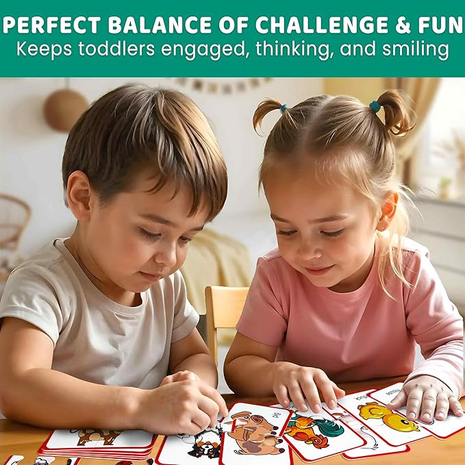 QUOKKA Toddler Puzzles Ages 2-4 – 100% Self-Correcting 16 Matching Pairs of Farm Animals – Educational Toddler Puzzles Ages 1-3 with 32 Pieces - Memory Matching Games for 3-5 Years Old Boys and Girls