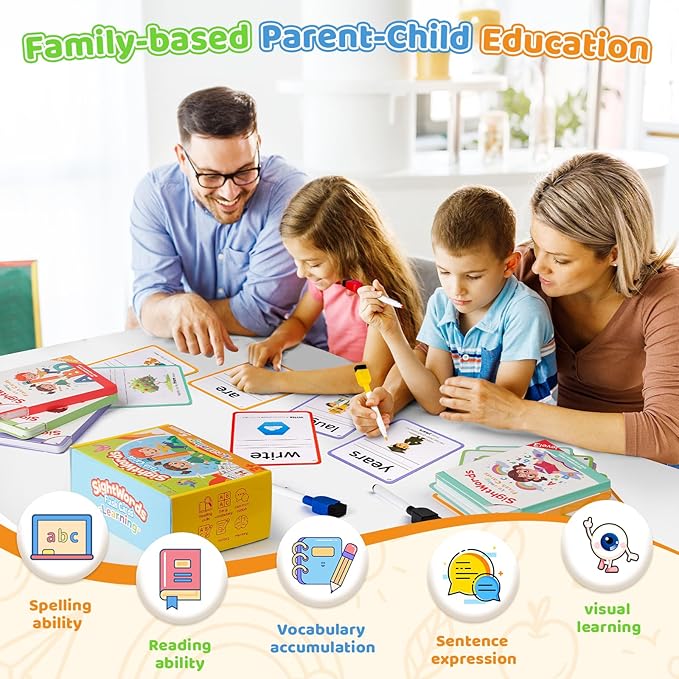 Big Size Sight Words Flash Card Kindergarten, 250 Dolch Sight Word Game with 5 Levels, Preschool Toddler Flash Card for Writing Reading Spelling Game, Educational Learning Toy for Kid Age 3+