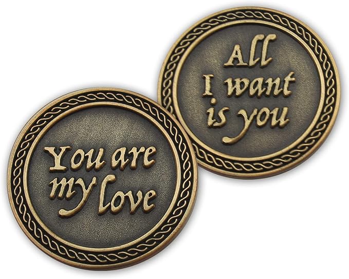 Bulk Set of 10 Romantic Love Expression Coins, You are My Love, All I Want is You, Anniversary Pocket Tokens for Date Night, Love Gift for Men & Women, from Him or Her