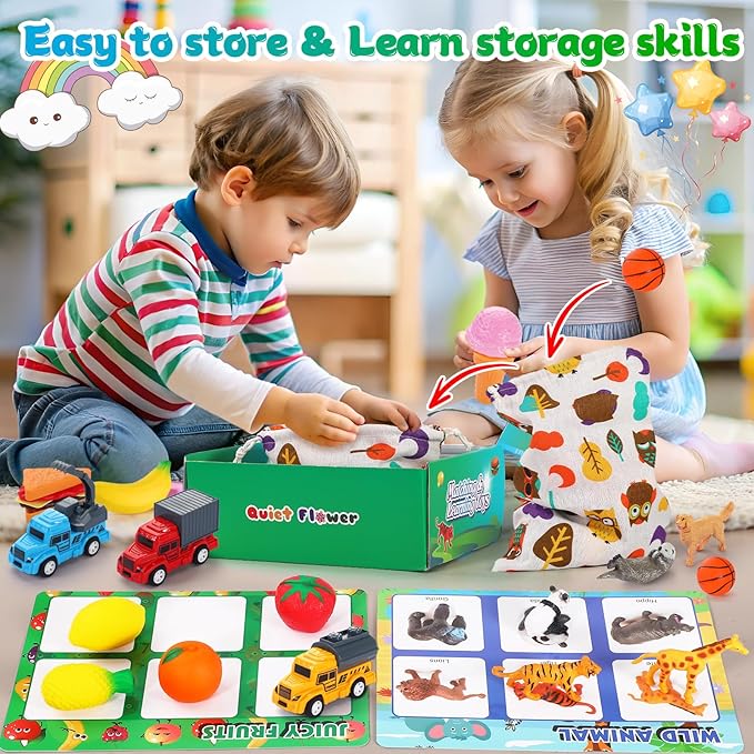 Sorting Toys for Toddlers, Sensory Toys for Kids Age 3 4 5, Boys Girls Montessori Toy, Preschool Learning Activities Education Toys, Alphabet Animal Dinosaur Fruit Vehicle Farm Toys