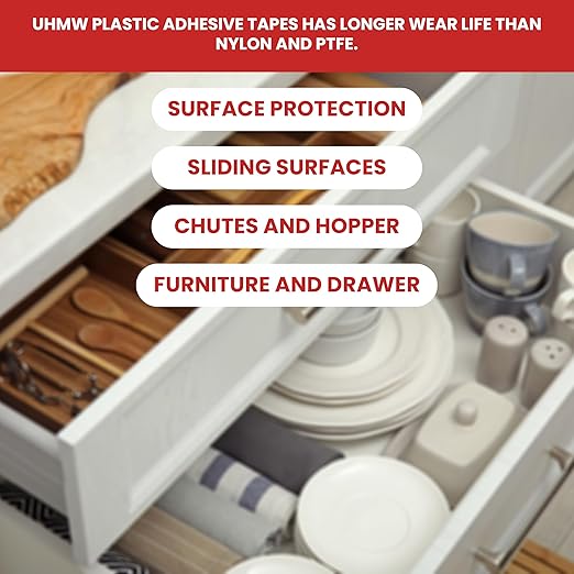 GGR Supplies T.R.U. UHMW High Impact Abrasion Resistant Slippery Tape with Acrylic Adhesive. 36 Yards (1" (25 mm)