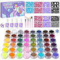 Temporary Glitter Tattoos Kit for Kids,48 Glitter Colors, 178 Stencils,4 Glue,5 Brushes,Adults and Kids Arts Glitter Kit,Wonderful Holiday Gifts for Girls & Boys.