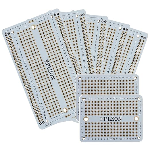 Solderable Breadboard PCB Board Gold-Plated Solder Breadboard for DIY Electronics Projects Apply to Arduino Soldering Projects 3.5"x2.05" (5 Pack + 2 Mini Board, White)