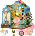 Miniature House Kit for Adults - Tiny House Kit with Furniture & LED Light - DIY Wooden Dollhouse Miniature Kits for Adults Teen - DIY Adult Craft Kits Creative Gift for Home Decor