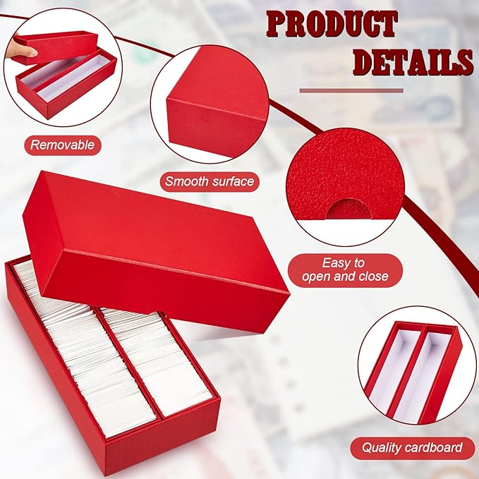 Henoyso 3 Pcs Double Row Coin Box Holders for Collectors Storage Supplies Collecting Coin Cases, 9 x 2 x 2 Inch About Half Box Cases (Red)