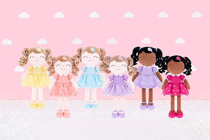 Gloveleya Personalized Curly Doll with Your Name - Cute Custom Light Purple Soft Plush Doll for Girls Plush Doll Customized Gifts