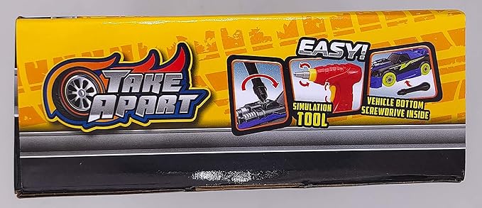 Take Apart Toy Racing Car for Kids Age 3+ Year Old, 2 in 1 Build Your Own Car with Realistic Sounds & Lights, Construction Vehicle Toys with Electric Drill, Ideal Gitfs for Boys(4 Spare Screws)