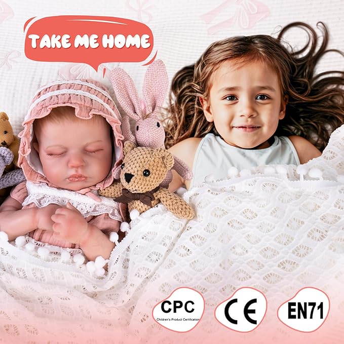 Aori Reborn Baby Dolls Realistic Lifelike - 20" Newborn Girl Doll with Feeding Set, Sleeping Baby Toy for Kids Ages 3+ Years, Hand-Painted Vinyl Newborn Doll