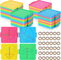 Lenwen 40 Pcs Double Sided Geoboard Math Manipulatives Geoboard with Rubber Bands 6.3 Inch Plastic Educational Graphical Toy for Learning Creativity