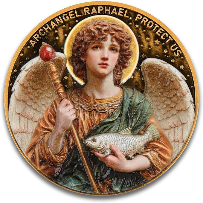Archangel Raphael Prayer Coin - Patron Saint of Healing & Protection, Inspirational Religious Token, Pocket Blessing Gift for Faith & Wellness