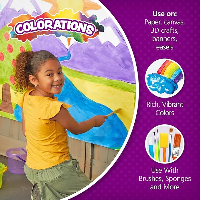Colorations Paraben-Free Simply Washable Tempera Paint for Kids - 1/2 Gallon Value Size, Vibrant White. Non-Toxic and Made in The USA