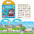 Reusable Sticker Books for Toddlers, Jelly Sticker Books for Kids, Vehicle Stickers for Kids