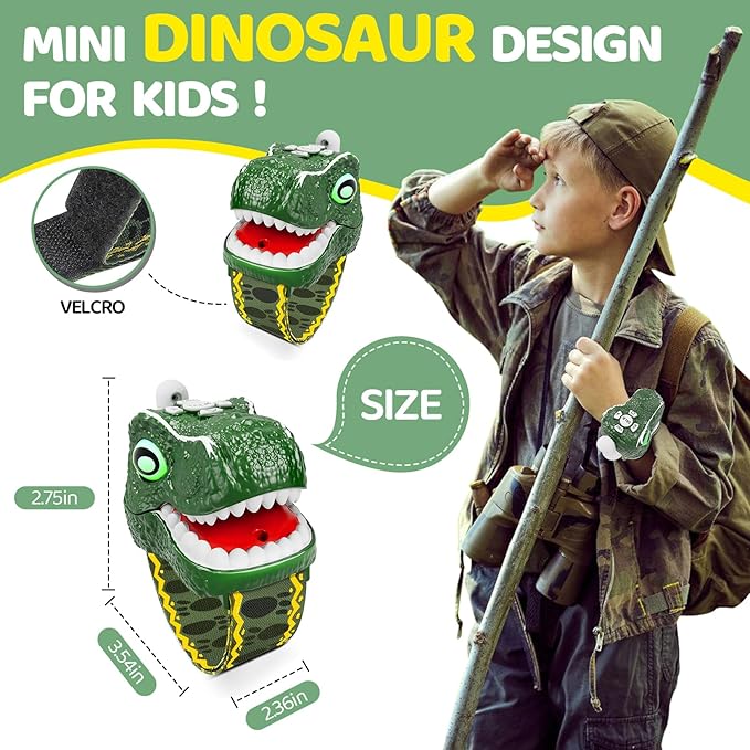 Dinosaur Walkie Talkies for Kids 3 Pack Camping Gear T-Rex Outdoor Toys for Boys Girls Age 3-12 Year Old 3 Channel Long Range Birthday Gifts Easter Christmas Stocking Stuffers