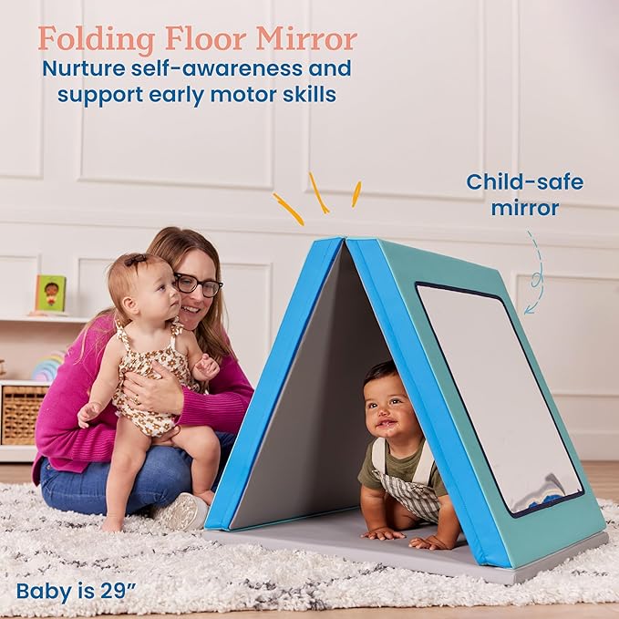 ECR4Kids SoftZone Folding Floor Mirror, Sensory Toy, Contemporary