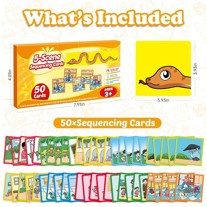 Sequencing Cards,Sequence Board Game for Kids,Speech Therapy Materials Toys for Autism,Story Storytelling,Social Skills,Sentence Building,Preschool Learning Activities,Classroom & Homeschool