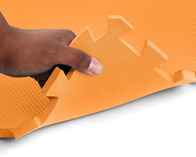 FlooringInc's 1/2" Soft Non-Toxic Baby Play Mat, Toddler Playmat, Colorful Puzzle PlayMat, Floor Mats for Kids & Babies, EVA Foam Interlocking Tiles for Nursery & Playroom | Orange, 78 Tiles, 312 SqFt