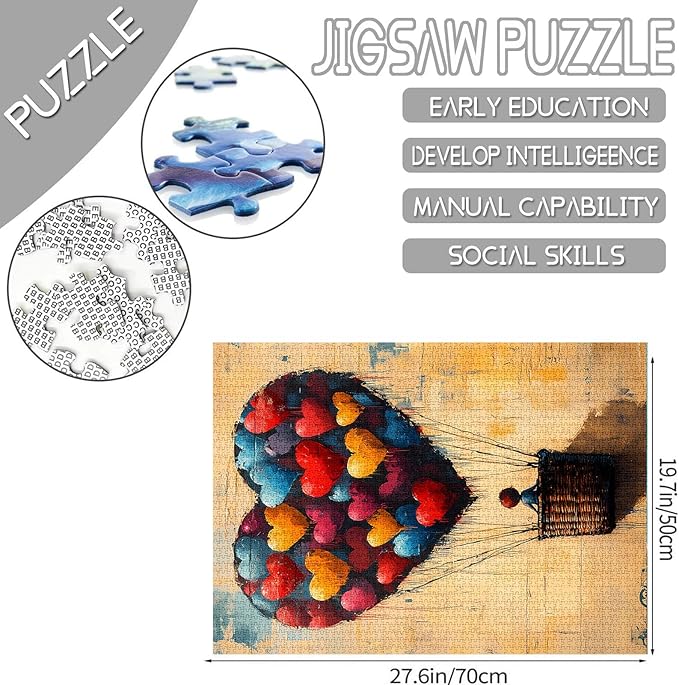 Tucocoo Graffiti Street Art Jigsaw Puzzles for Adults 1000 Pieces, Colorful Hearts Abstract Art Puzzles for Adults DIY Crafts Puzzles for Home Decoration Gifts, Family Puzzle Perfect for Game Nights