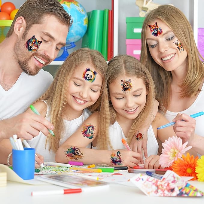 160 PCS 30 Sheets Watercolor Animals Temporary Tattoos for kids - Individually Cute Animals Temporary Tattoos Stickers for Girls Boy Body Arm Shoulder Birthday Party Supplies Gifts for Kids