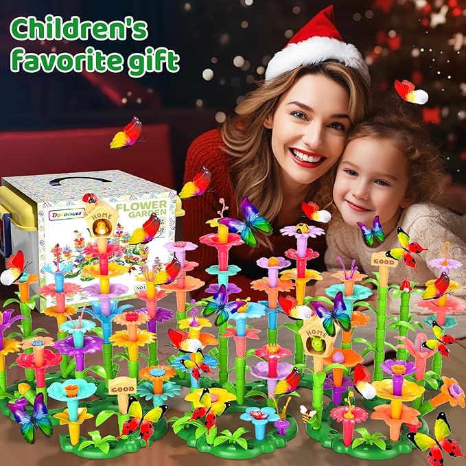 238Pcs Flower Garden Building Toys for Girls 3 4 5 6 7 Year Old, Upgrade DIY Building Stacking Toys, STEM Preschool Educational Toddler Toys Brain Development Kindergarten Kids Toy
