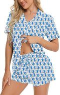 SWOMOG Womens Button Down Pajamas Set Short Sleeve Sleepwear Bride Soft Pj Lounge Sets XS-3XL