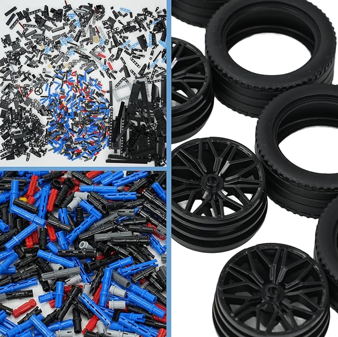 1300Pcs MOC Spare STEM Parts, Cars Gears Axles Wheels Connectors Building Block Accessories Pieces Sets, Chain Link Pins Connector Joints Bricks, Creative Building Block Toys for Ages 6+ Year Old