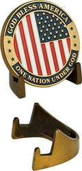 Bronze Coin Display Stand, Matte Brushed Metallic Finish, Single Token Medallion Holder: For Veterans and Collectors