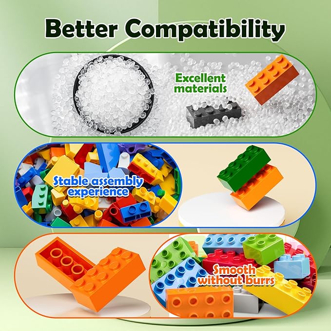 360 Piece White Classic Building Blocks Bulk, 7 Sizes Building Bricks Assortment Pack, Compatible with Lego Parts and Pieces (Red)