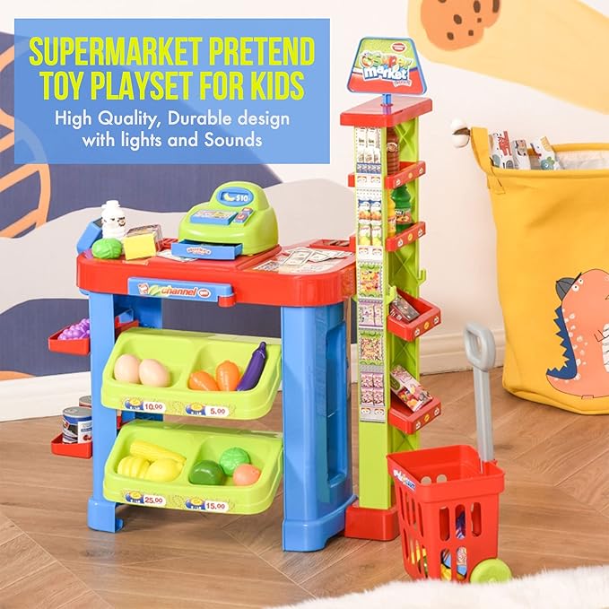 MEDca Creative Time Kids Supermarket Super Fun Playset with Shopping Cart
