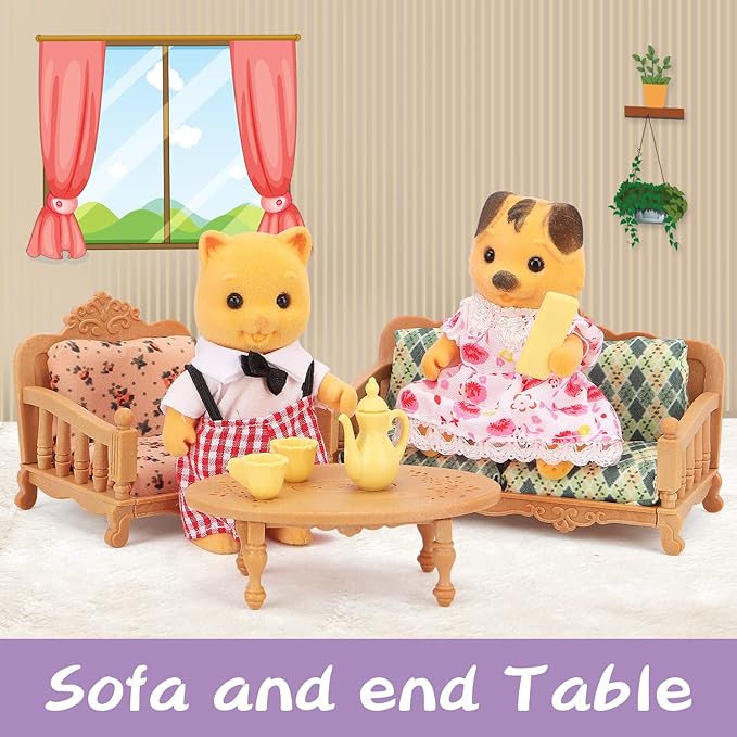 Dollhouse Furniture Set for Kids Toys Miniature Doll House Accessories Pretend Play Toys for Boys Girls & Toddlers Age 3+ with Living Room, Sofa, TV...