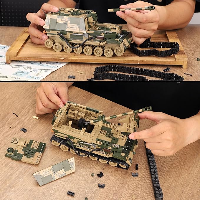 Elefant Tank Destroyer Building Set for Adults-Compatible with Lego Military, Collectible Army Model, Gift Ideal for Military Enthusiasts (826 PCS)
