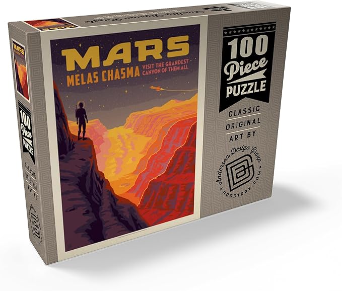 MyPuzzle Mars: Melas Chasma, Vintage Poster - Premium 100 Piece Jigsaw Puzzle for Adults