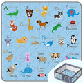 Baby Play Mat，Thick Soft 50" X 50" Playpen mat, Non-Slip and Machine Washable Baby Play Mats for Floor，Crawling Mat for Babies, Toddlers & Infants to Play and Learn (Blue Animal, 50" X 50")