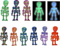 14 pcs 3D Printed Skeleton Figurines, Colorful 3.15 Inch Halloween Decorations, Fun Spooky Skull Toys for Desk, Party, or Shelf Display