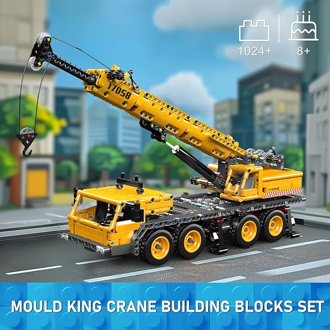 Mould King 17058 City Mobile Crane Truck Toy Building Set, Construction Vehicle Model Blocks Kit for Adults, Toys Gifts for Kids Children, Playset for Boys and Girls Ages 8+(997 Pieces)