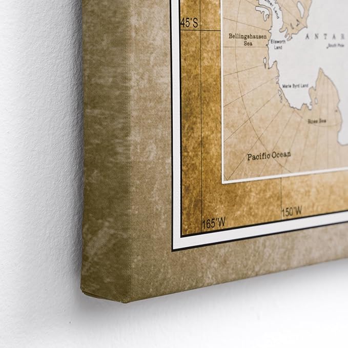 Canvas World Map with Cork Pin Board - English Lettering - Decorative Wall Decoration for All Rooms - Canvas Pictures with World Map Motif (90x60 cm, Pattern 3)