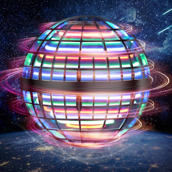 LEMATRIX 2024 Flying Orb Ball Toy, Hover Ball Boomerang Fly Fidget Spinner, Cool Toys Gifts for 6 7 8 9 10 11 12+ Years Old boy Girls Teens, Hand Mini Drone Cosmic Globe, Indoor Outdoor Toys(Black)